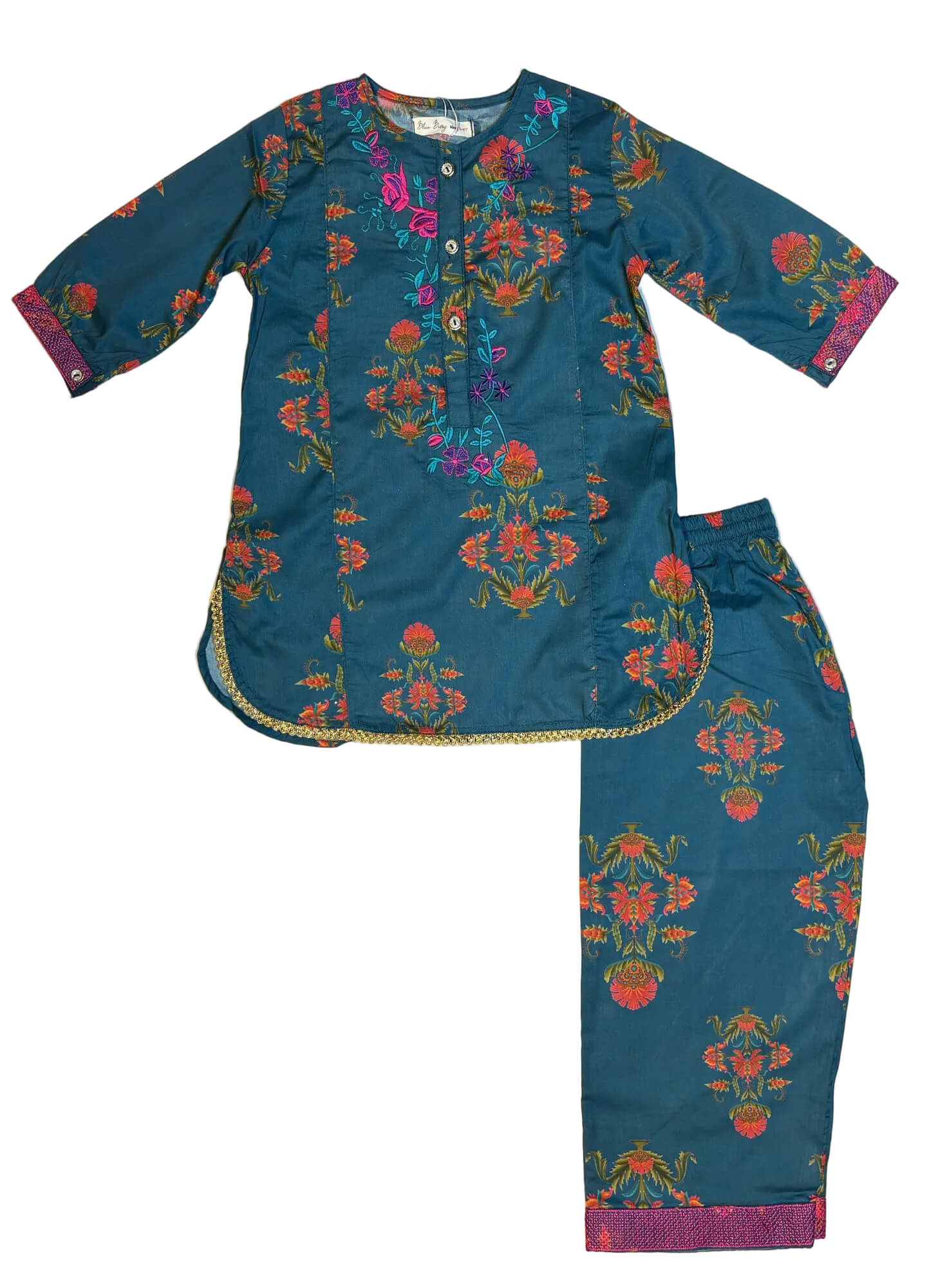 TEAL EMBROIDERED SUIT