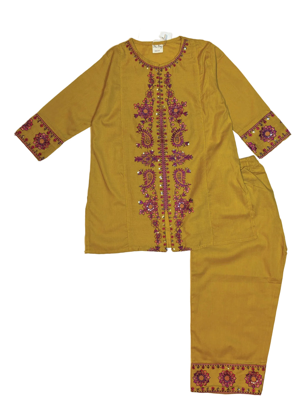 Yellow Embroidery Kurti Pajama (2-Piece)