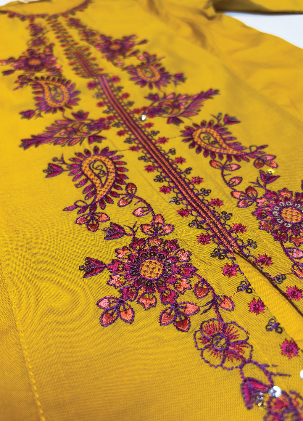 Yellow Embroidery Kurti Pajama (2-Piece)