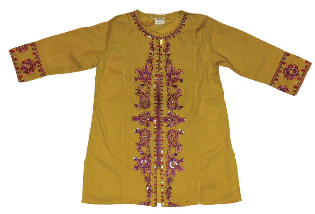 Yellow Embroidery Kurti Pajama (2-Piece)
