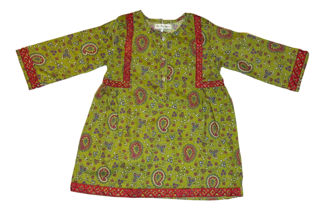 Olive Green Paisley Kurti Pajama (2-Piece)