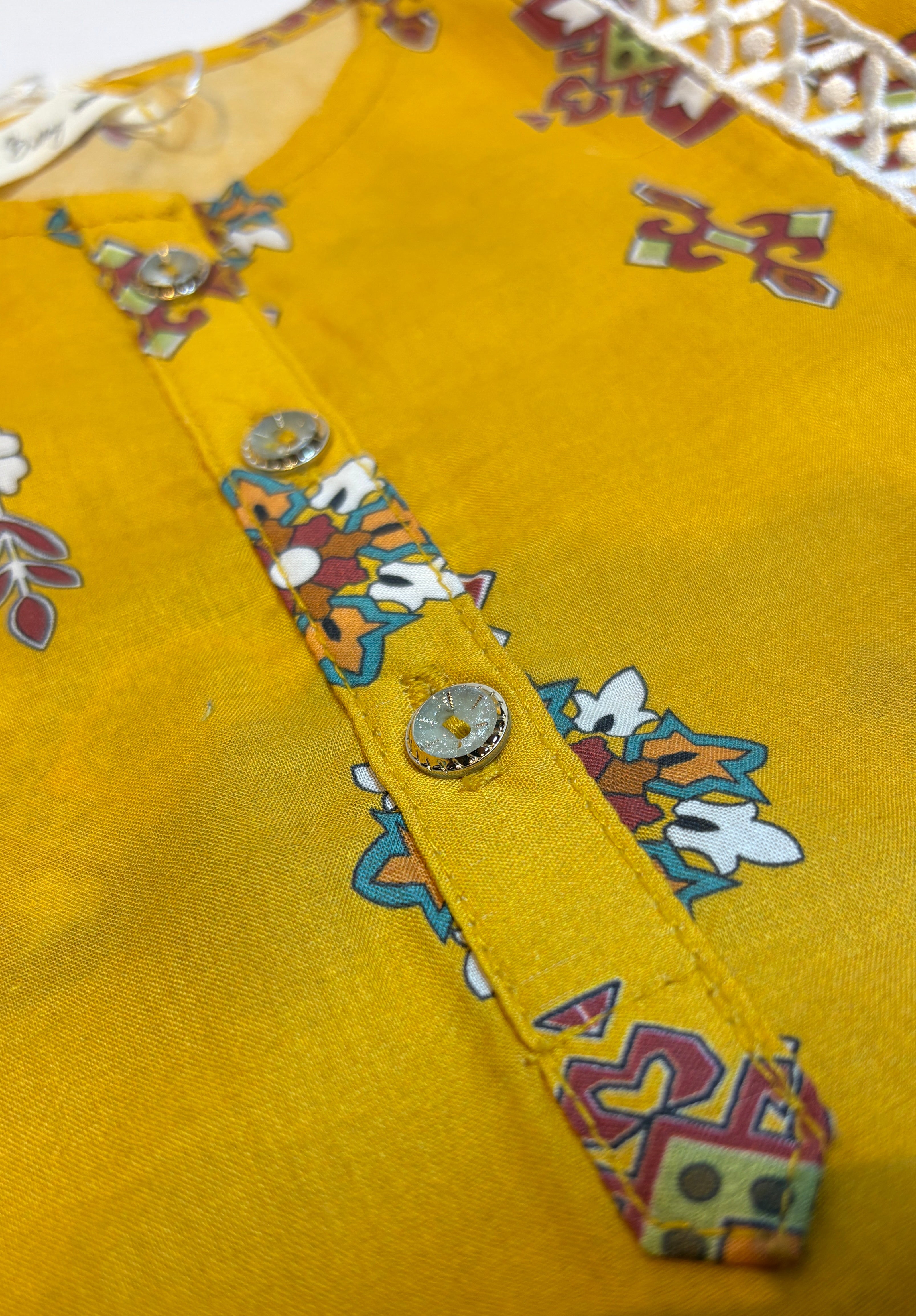 Mustard Yellow Printed Kurti Shalwar (2-Piece)