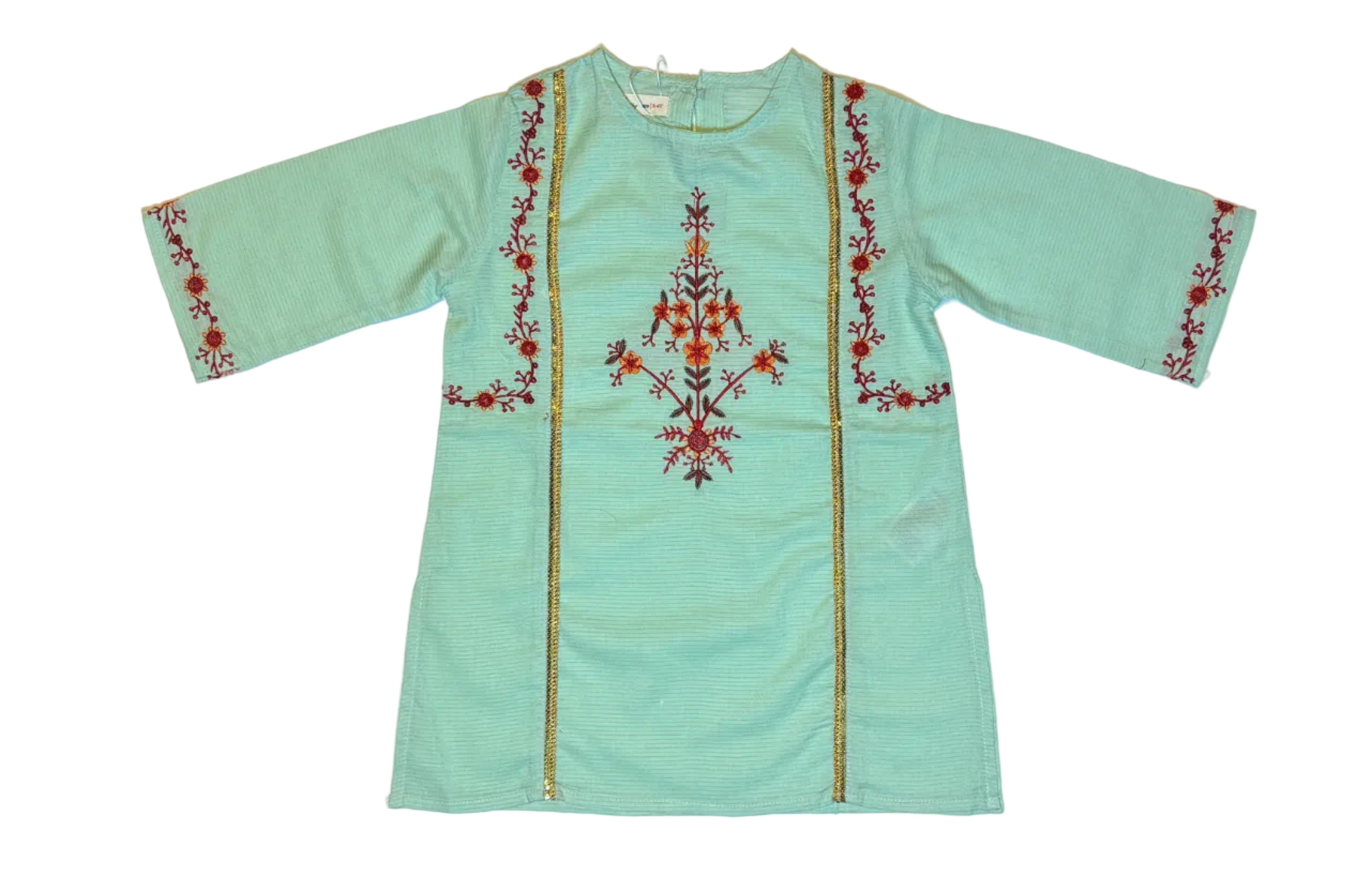 Mint Green Embroidered Kurti Pajama (2-Piece)