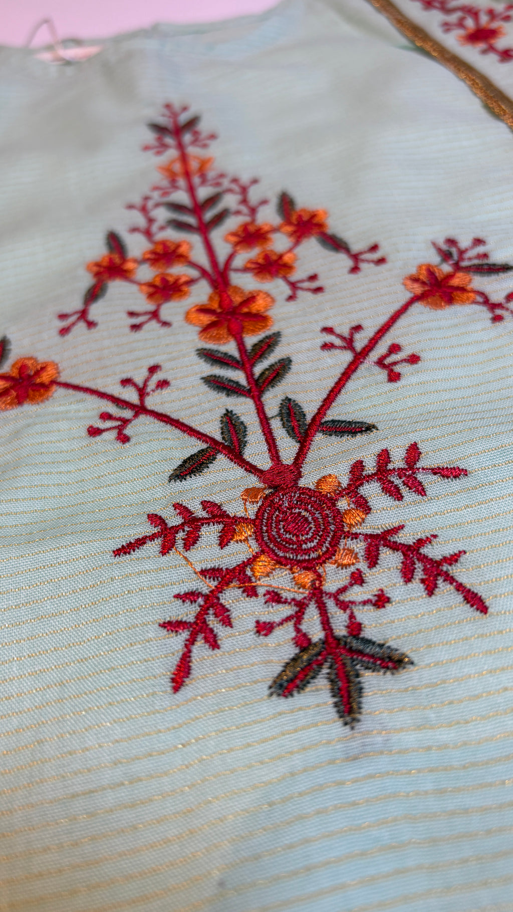 Mint Green Embroidered Kurti Pajama (2-Piece)