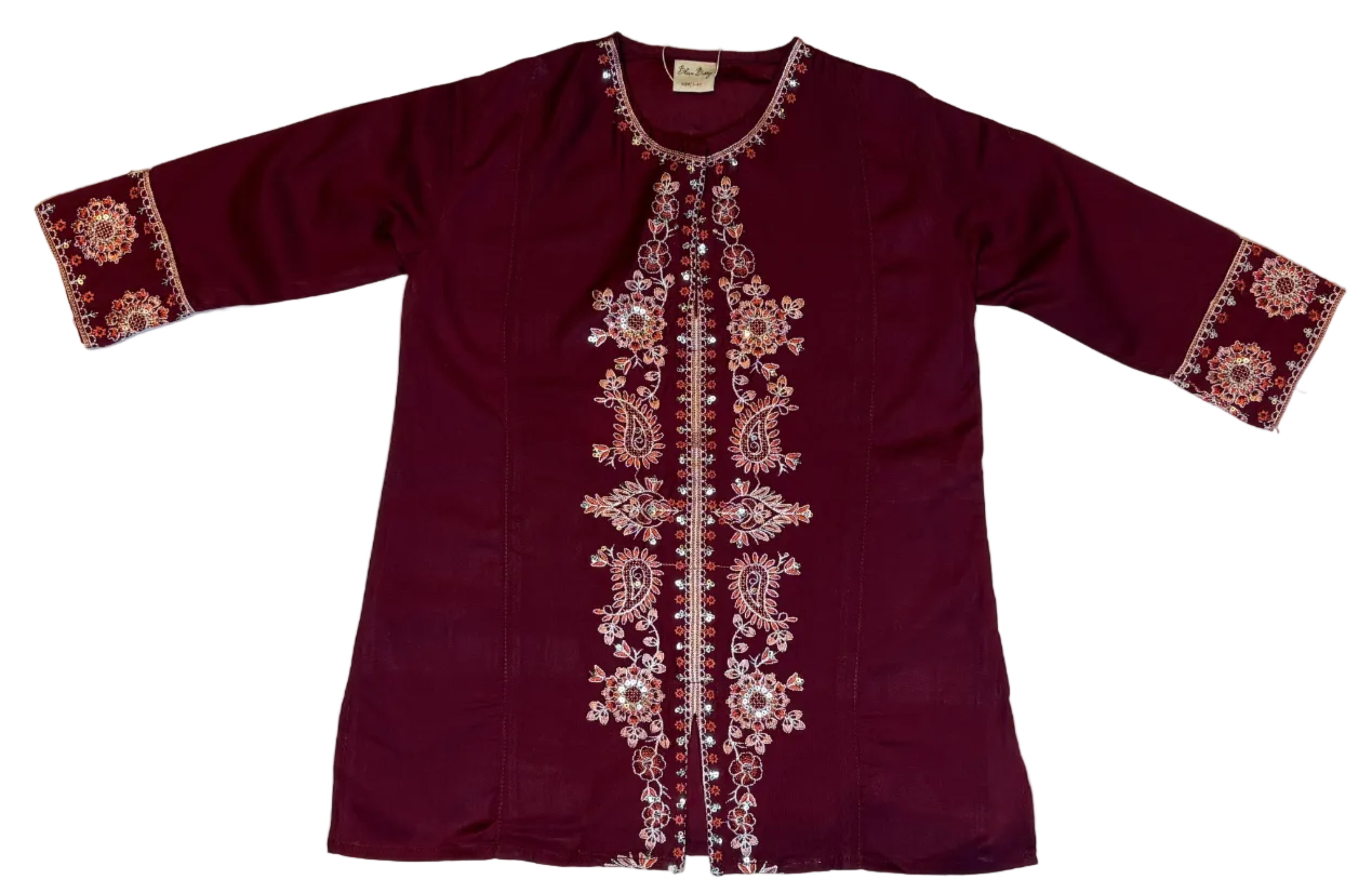Maroon Embroidery Kurti Pajama (2-Piece)