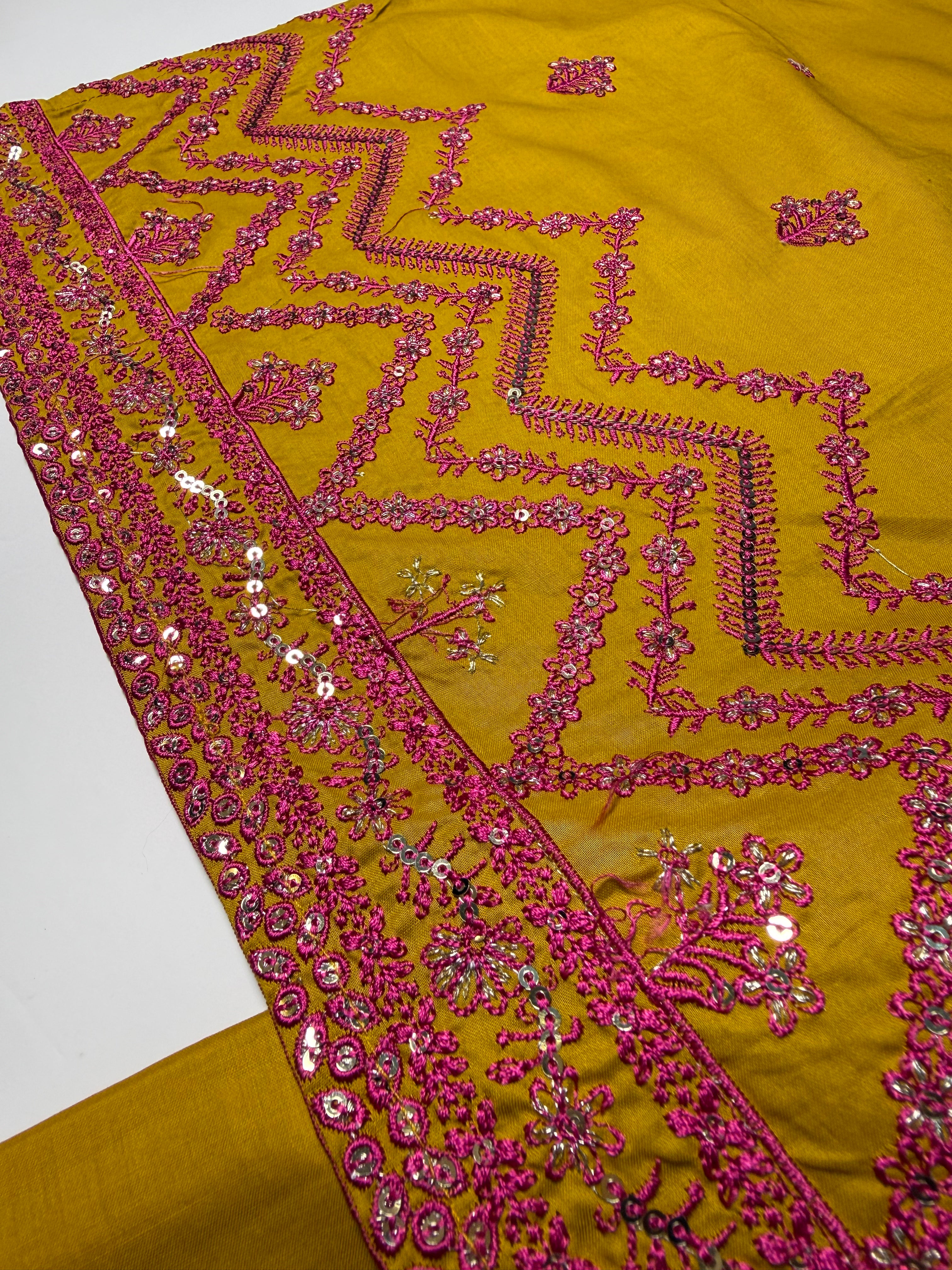 MUSTARD EMBROIDERED SUIT