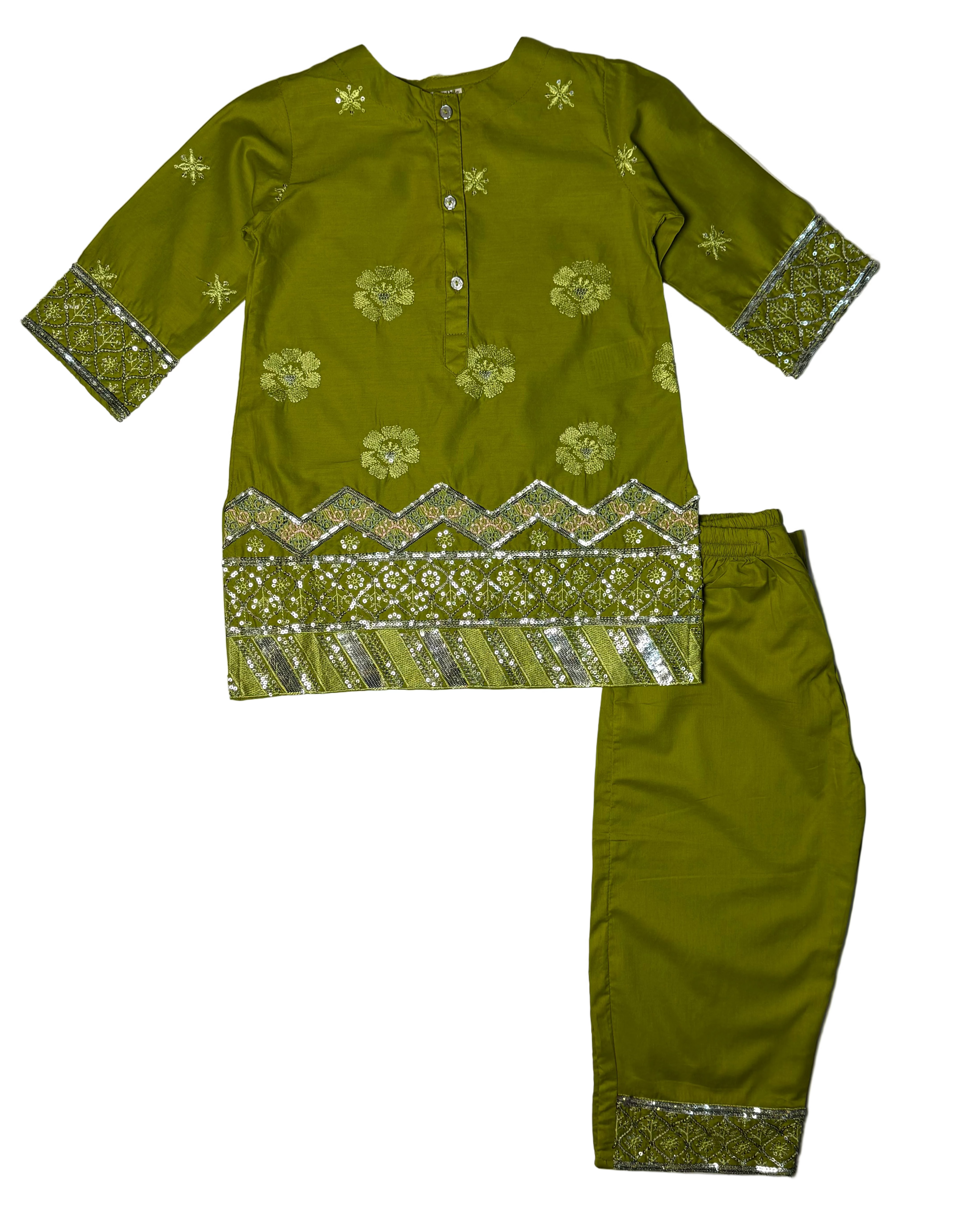 GREEN EMBROIDERED SUIT