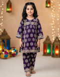 Purple Printed & Embroidery Kurti Pajama (2-Piece)